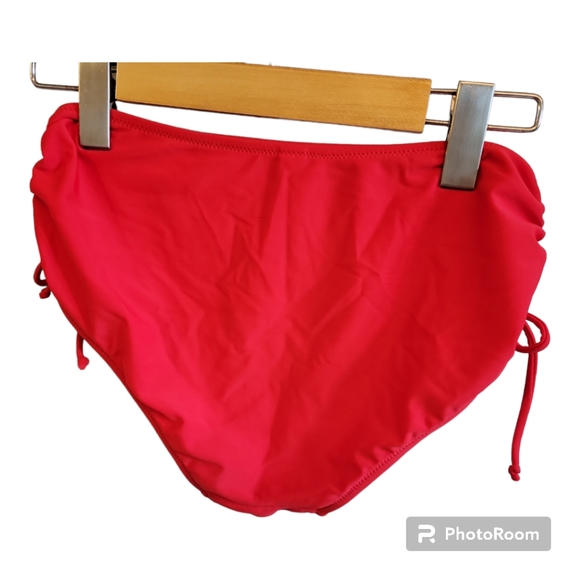 NWOT Penti Red Rouched Full Coverage Bikini Bototms - Picture 2 of 4